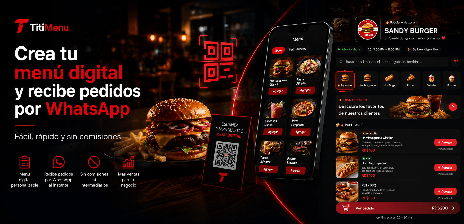 Menú digital para restaurantes con pedidos por WhatsApp - TitiMenu