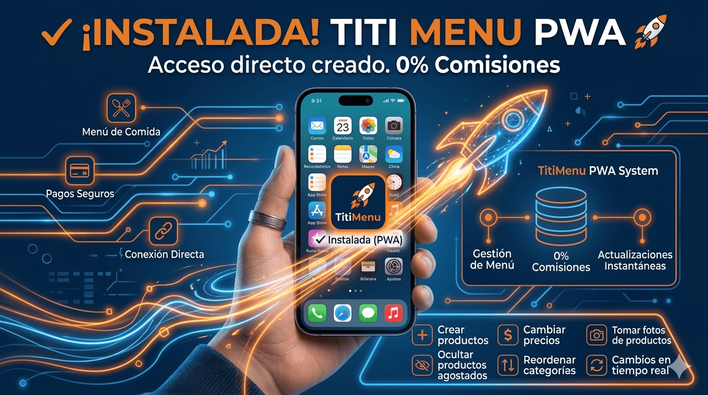 TitiMenu PWA Instalada: Instálalo como app en segundos